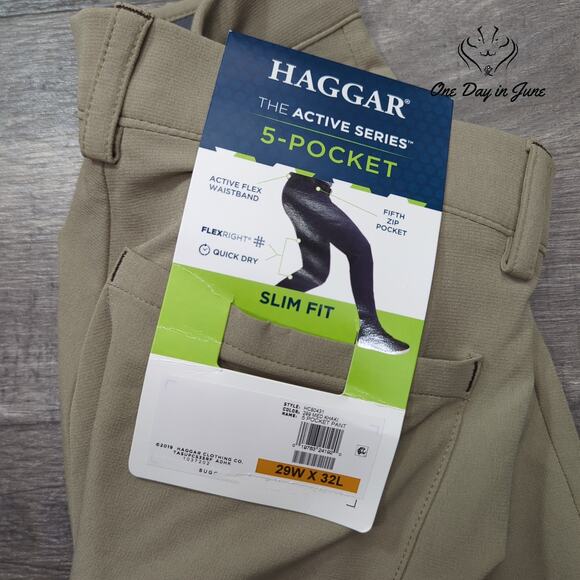 Haggar The Active Series 5 Pocket Slim Fit Pants Size 29X32 - Picture 2 of 5